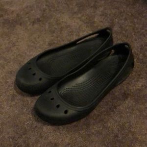 Black Croc Flats